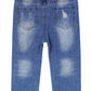 Kidscool Space Baby Elastic Inside Ripped Jeans,Little Toddler Kids Distressed Denim Pants,Blue,12-18 Months