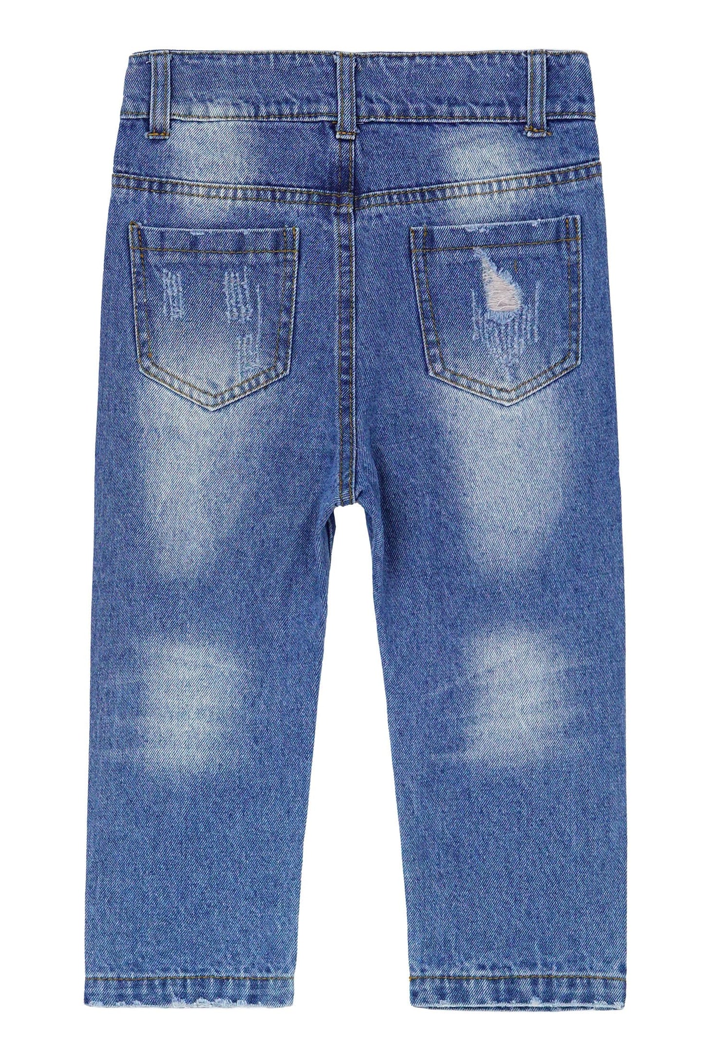 Kidscool Space Baby Elastic Inside Ripped Jeans,Little Toddler Kids Distressed Denim Pants,Blue,12-18 Months