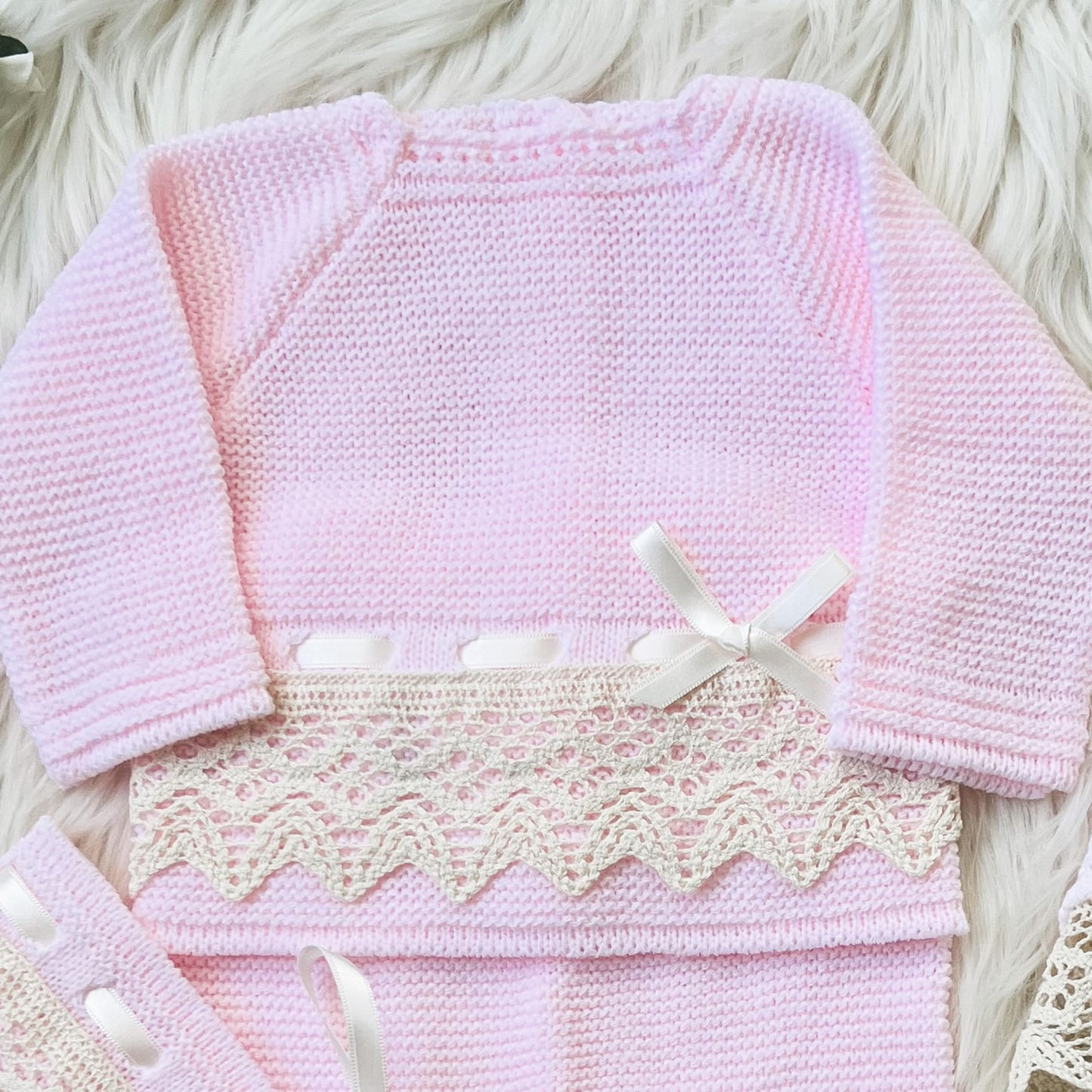 Escalett Layette Newborn Baby Knitted Clothes Set, Coming Home Infant Knit Outfit For Boys And Girls (1136, Pink, Preemie)