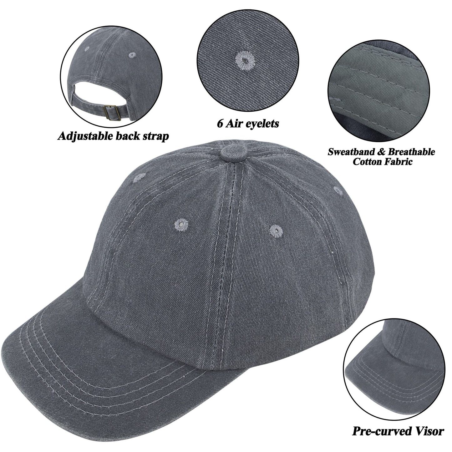 Kids Baby Girls Hat Washed Baseball Cap Cotton Solid Sun Hats For Children Fit For 2-7 Years