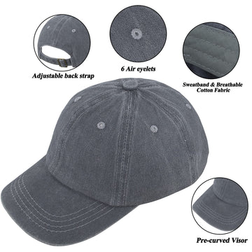 Kids Baby Girls Hat Washed Baseball Cap Cotton Solid Sun Hats For Children Fit For 2-7 Years