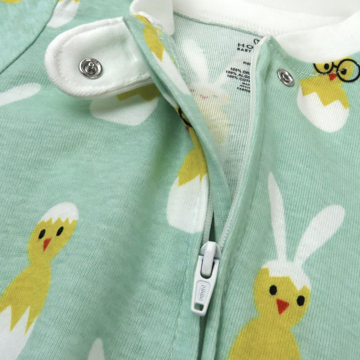 Honestbaby Baby Celebration Sleep & Play Footed One-Piece Pajama Sleeper 100% Organic Cotton, Hatch Mint