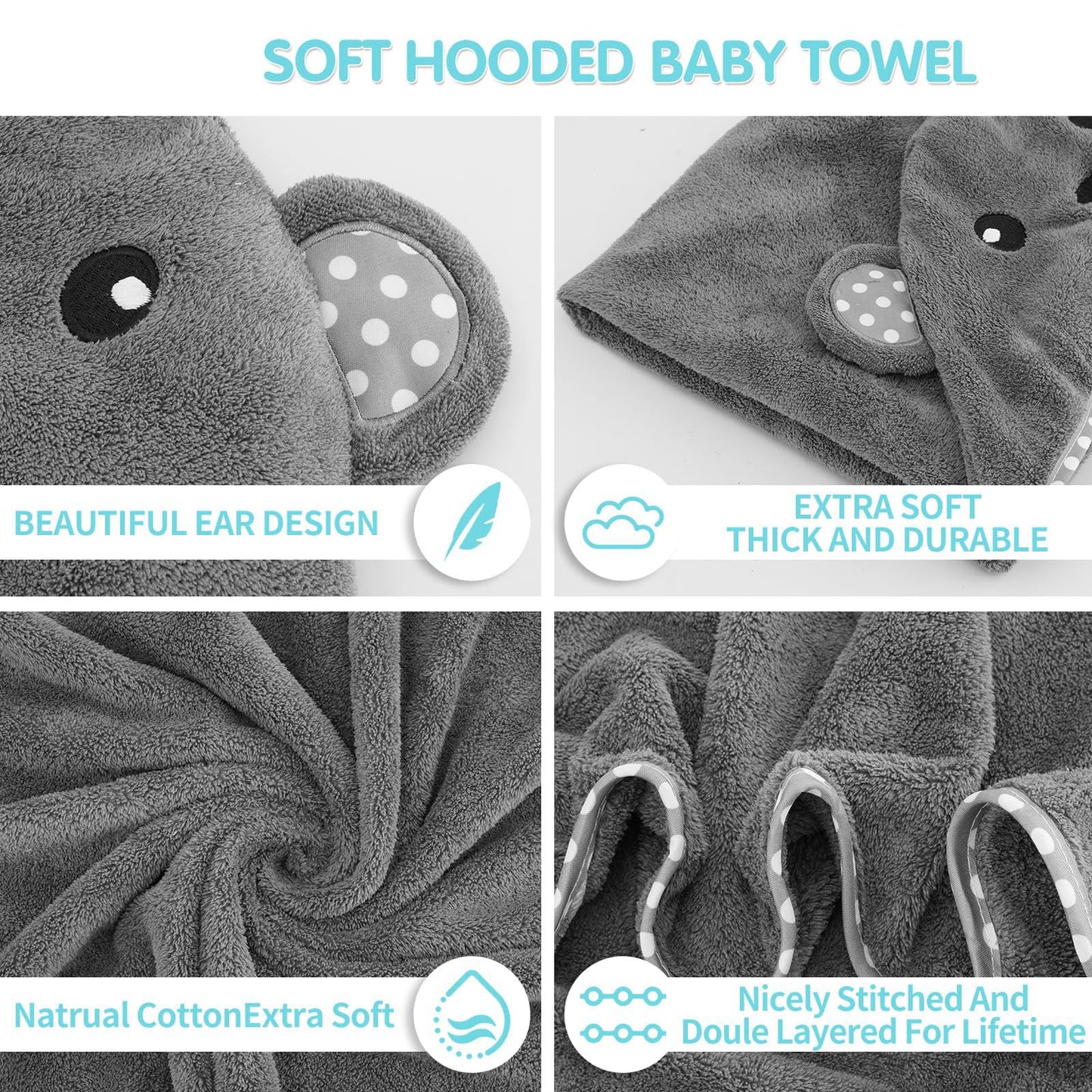 Urseory Baby Hooded Towel, 2 Pack Cotton Baby Towel Set, 31 X 31 Inch Super Soft Baby Bath Towel For Infants, Toddlers And Newbo