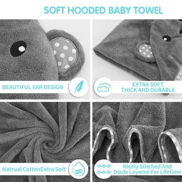 Urseory Baby Hooded Towel, 2 Pack Cotton Baby Towel Set, 31 X 31 Inch Super Soft Baby Bath Towel For Infants, Toddlers And Newbo