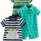 Simple Joys by Carters Baby 3-pack Rompers, Blue Stripe/Turquoise Dino/Grey Navy, 3-6 months