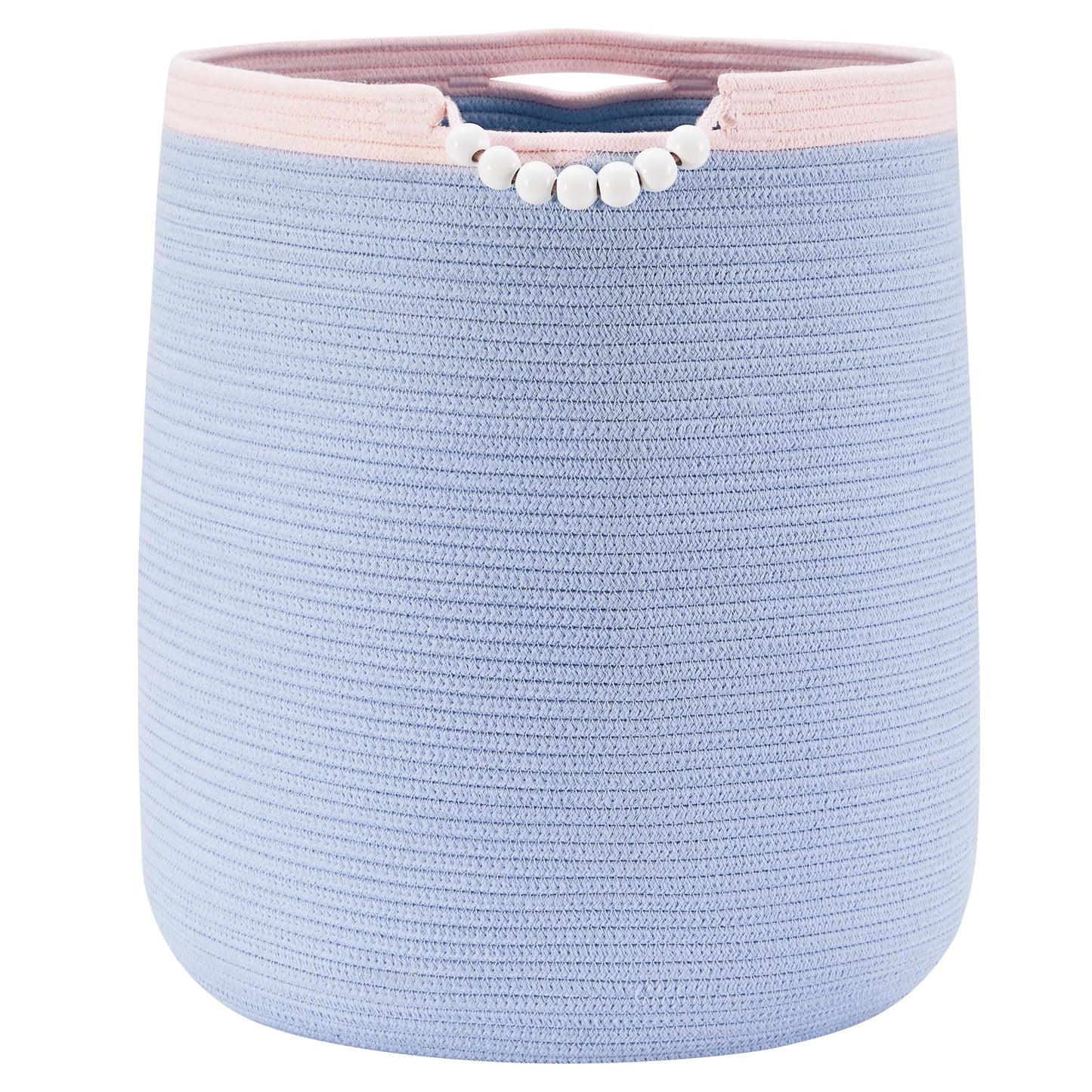 ENAORGAN 65L Blue Woven Rope Laundry Hamper Basket for Clohtes Boho Tall Rope Baskets for Blanket Large Baby Nursery Hamper for 
