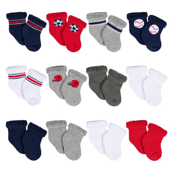 Gerber Unisex Baby 12-Pair Sock Bundle Sports Blue 3-6 Months