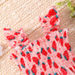 Retsugo Baby Girl Strawberry Dress Ruffle Sleeve Twirly Tiered Smocked Sundress Toddler Kids Pink Shirred Dresses 6-7 Years