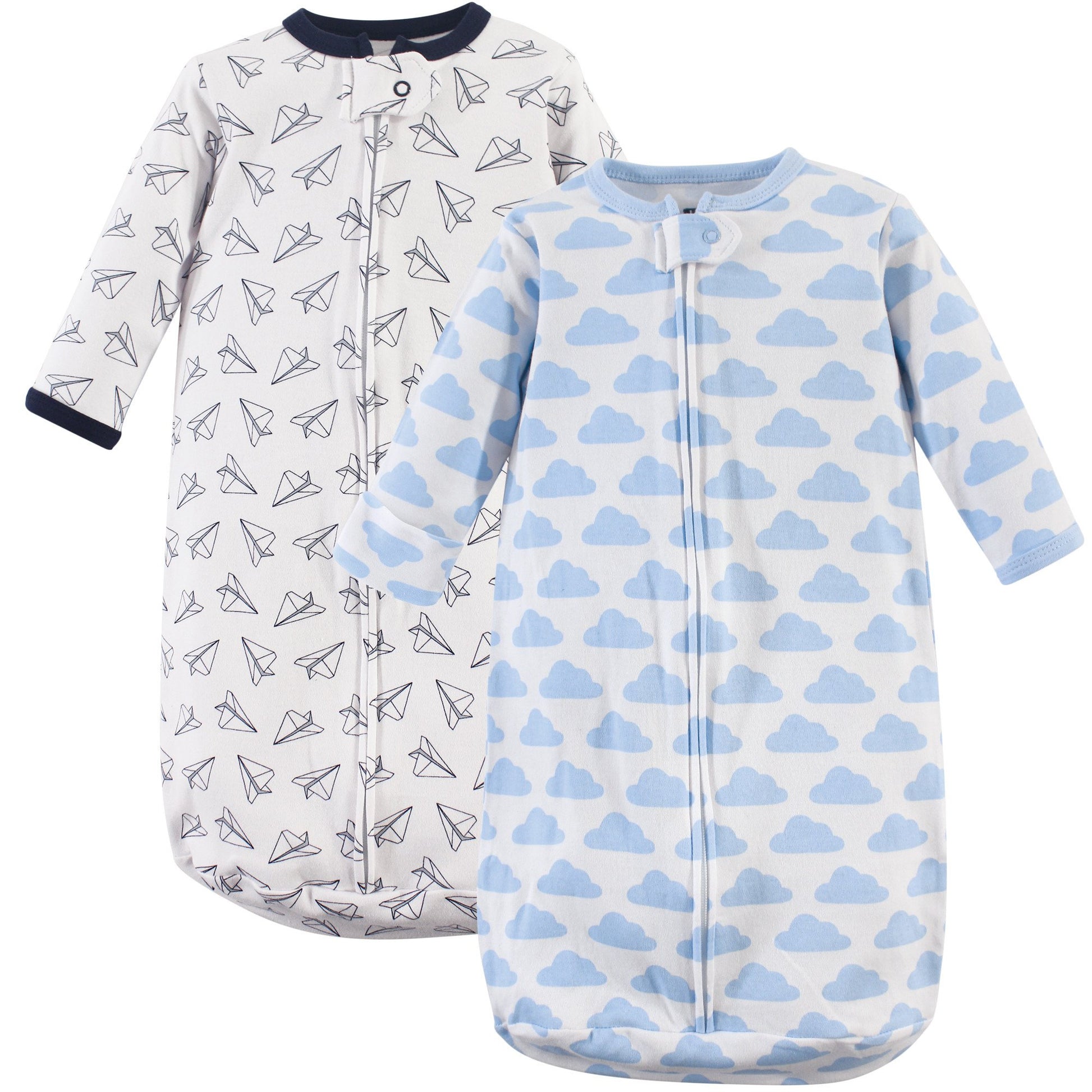 Hudson Baby Unisex Baby Cotton Long-Sleeve Wearable Sleeping Bag, Sack, Blanket, Paper Airplane, 0-3 Months