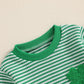 Visgogo Valentine'S Day Baby Sweatshirt Romper Striped Heart/Clover Waffle St.Patrick Day Long Sleeve Irish Onesie Jumpsuits (Gr