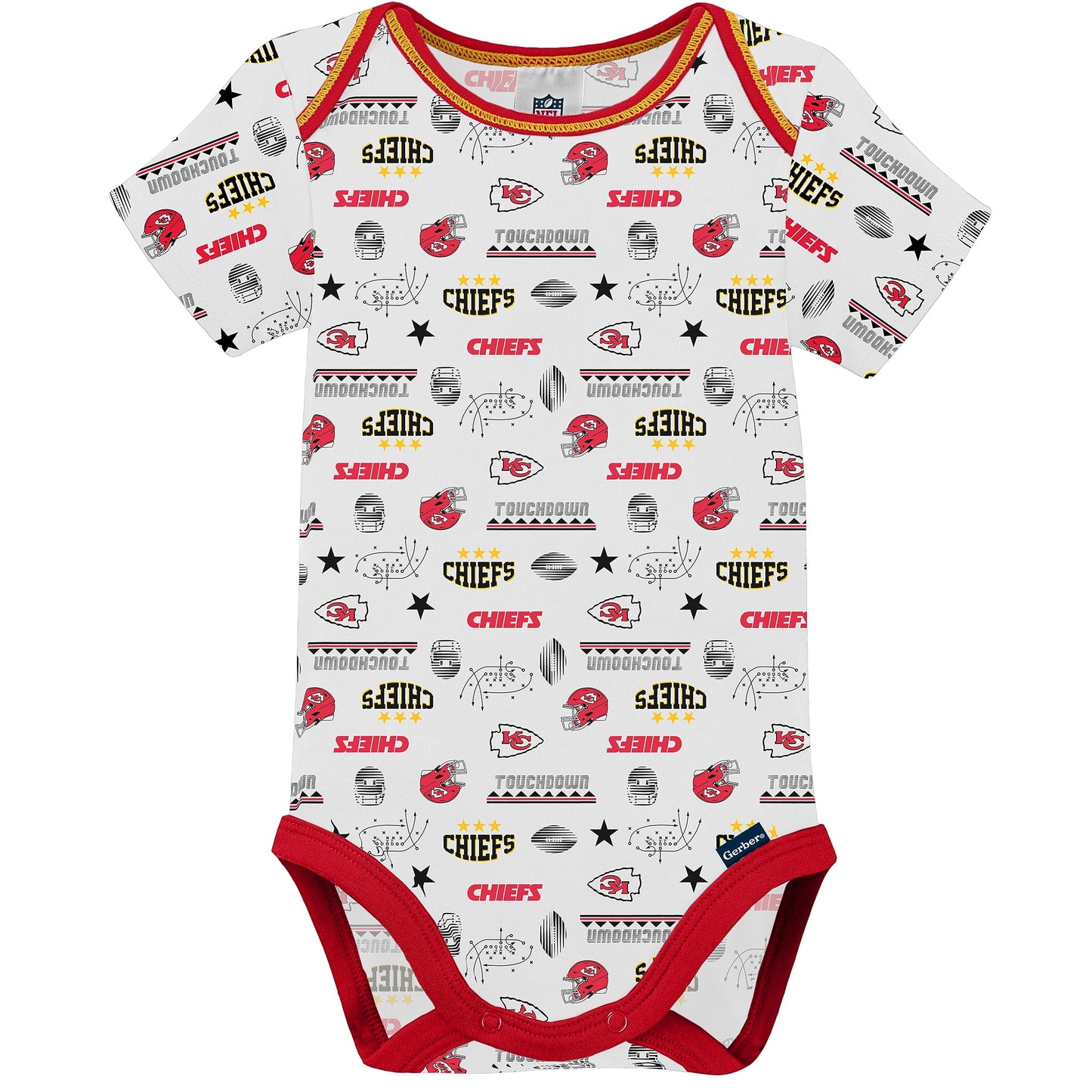 Gerber Unisex Baby Baby Boys Nfl 3 Pack Short Sleeve Onesie Bodysuit, Team Color, 18 Months