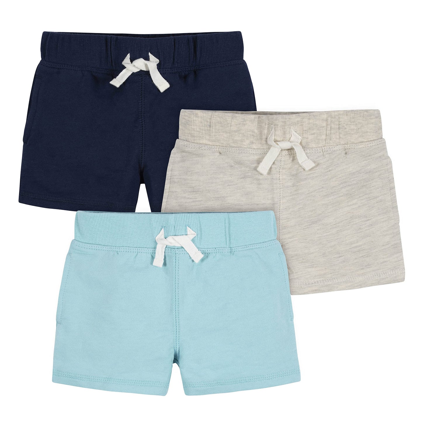 Gerber Baby Boy'S Toddler 3-Pack Pull-On Knit Shorts, Blue & Gray, 5T