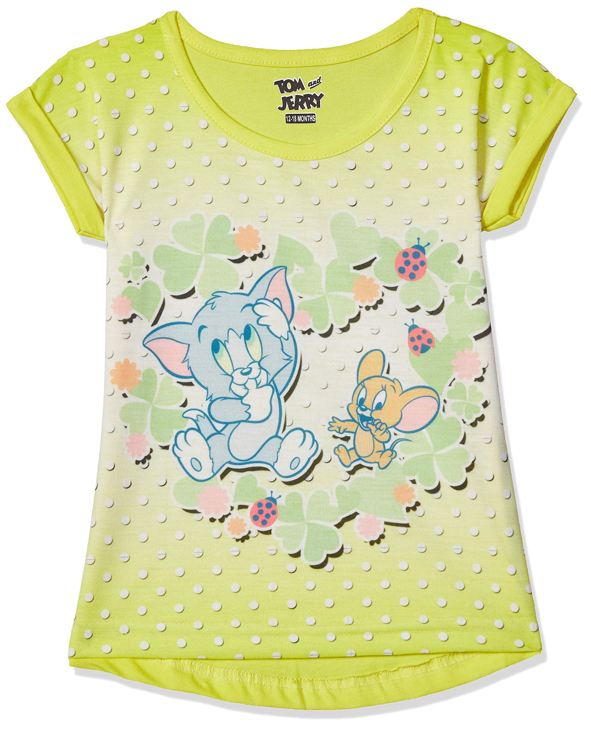 ETEENZ SHINE ON Baby Girls Plain Regular fit TShirt (ESOS40389TJITO_Yellow_0612 Months 0612