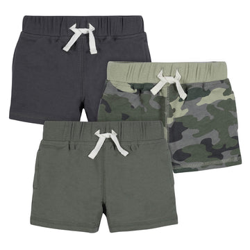 Gerber Boys Toddler 3-Pack Pull-On Knit Shorts, Green Camo, 4T