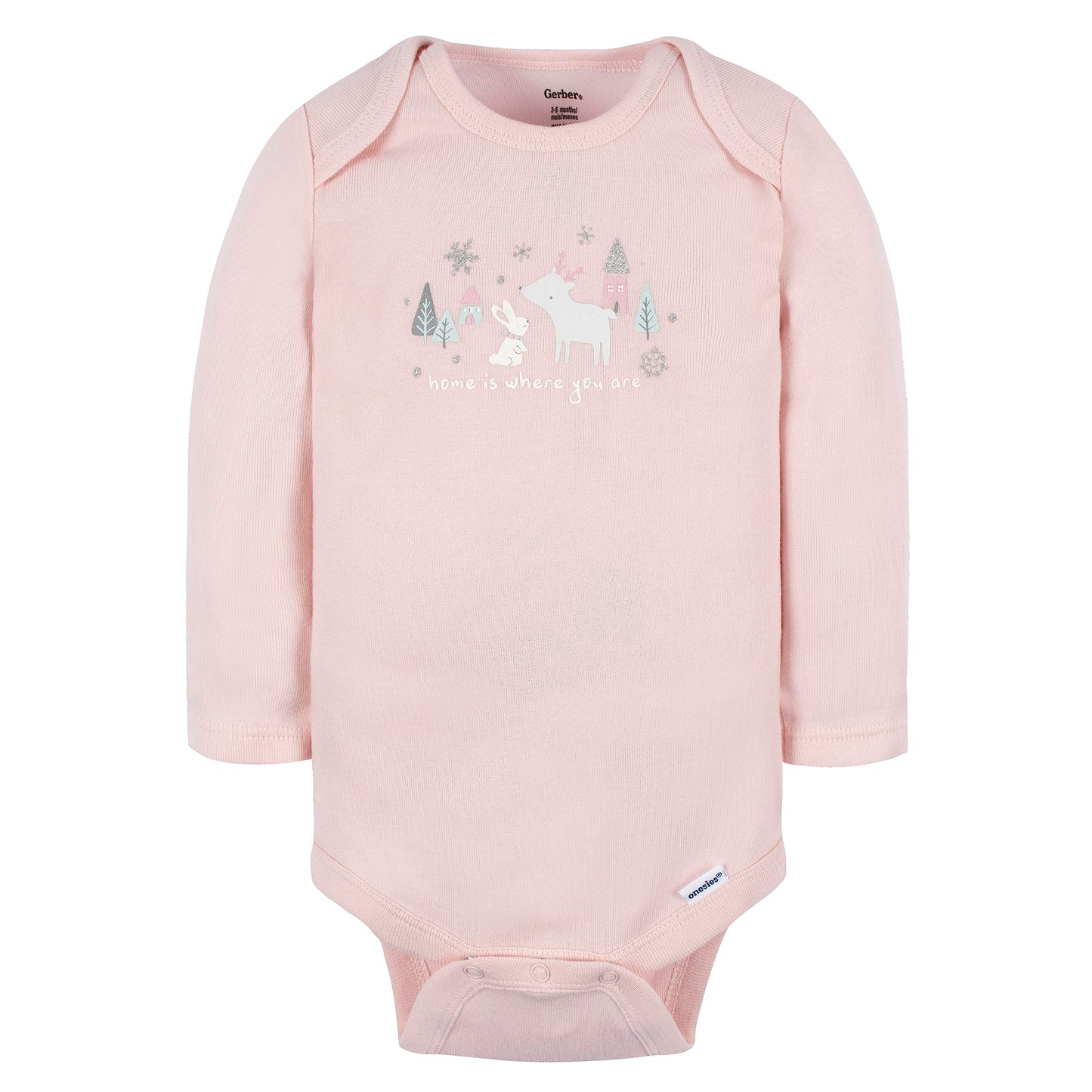 Gerber Baby Girls 6-Pack Long-Sleeve Onesies Bodysuits, Home, 3-6 Months
