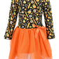 Unique Baby Girls Long Sleeve Tutu Dress Spooky Candy Halloween Outfit (5Y, Orange)
