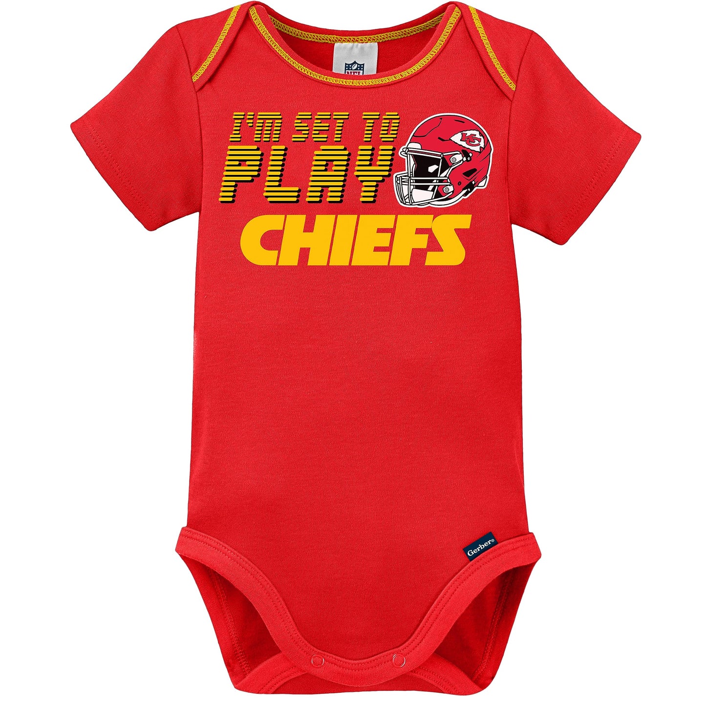 Gerber Unisex Baby Baby Boys Nfl 3 Pack Short Sleeve Onesie Bodysuit, Team Color, 18 Months