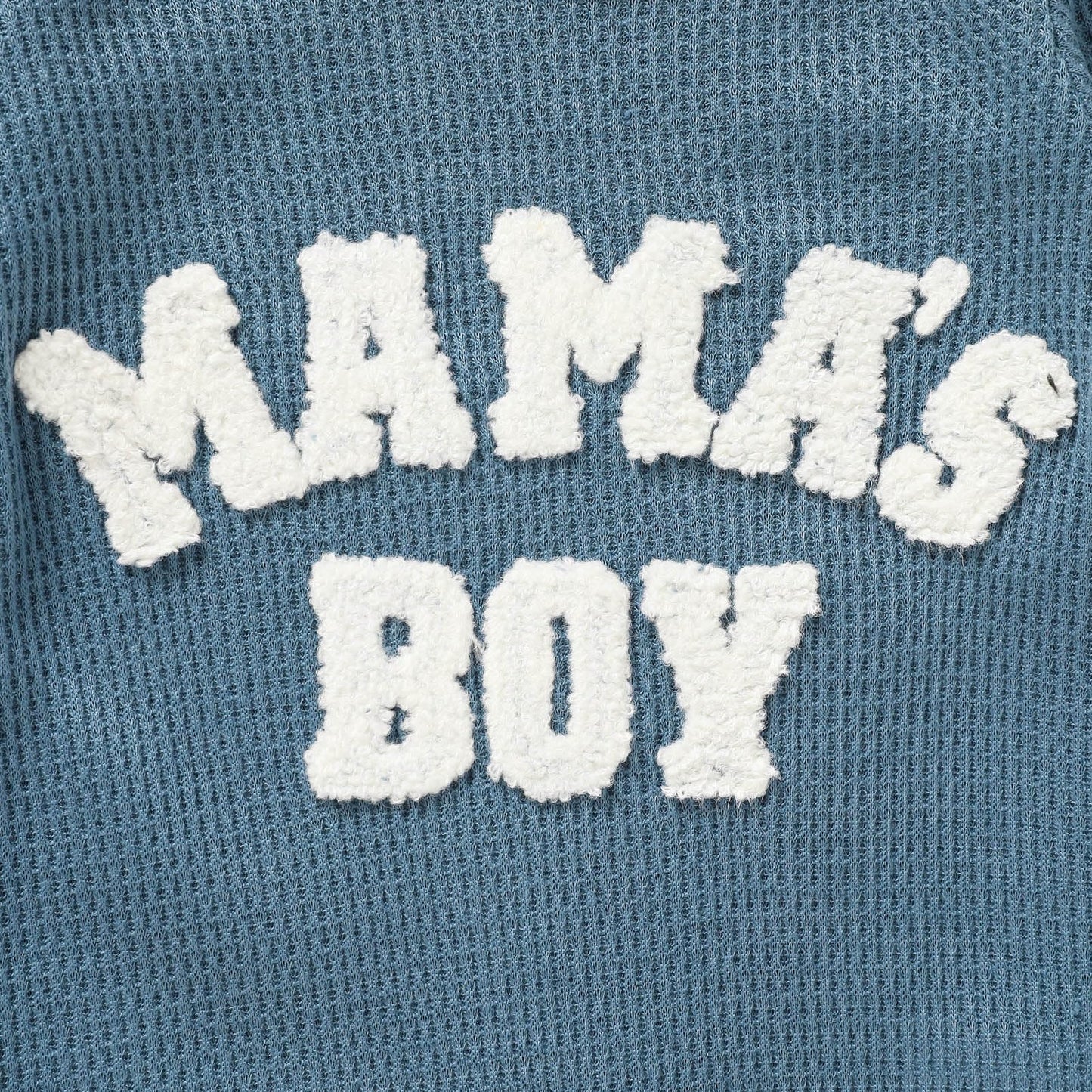 Newborn Baby Boy Romper Waffle Coming Home Outfits Mama'S Boy Letter Jumpsuit+Hat+Gloves 3Pcs Clothes Set (Dove Blue, 1-3M)