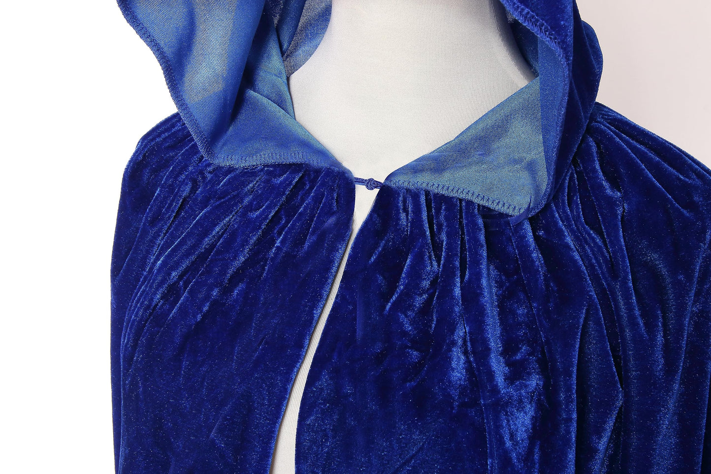 Diffly 39' Kids Velvet Hooded Cape Unisex Halloween Cloak For Devil Witch Wizard Halloween Christmas Cosplay (Blue)