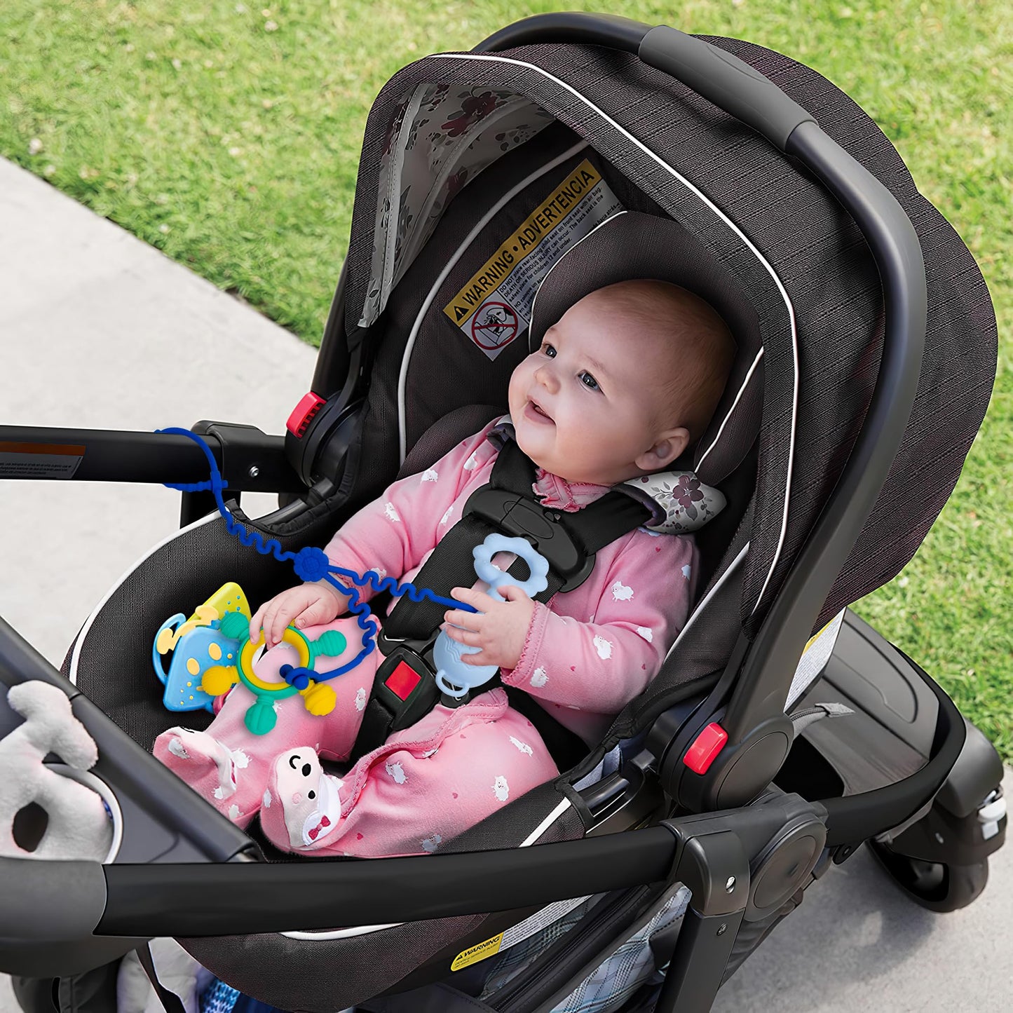 Baby Toy Straps - 1 Drag 2 Design For Toy Safety - 5 Food-Grade Silicone Straps For Strollers, High Chairs, Cribs & Car Seats -