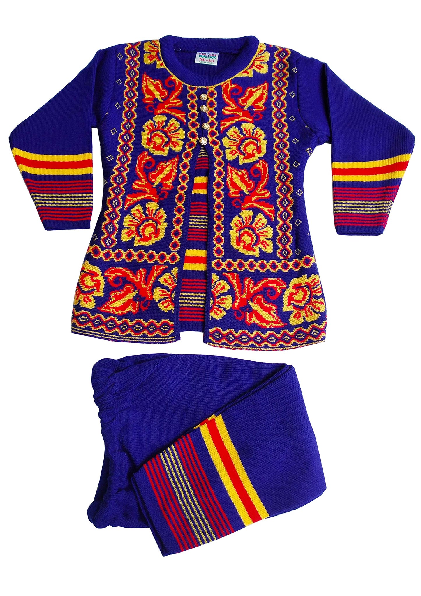 Kuku Hosiery Girl Woolen pajami Suit(Blue, Size: 22)