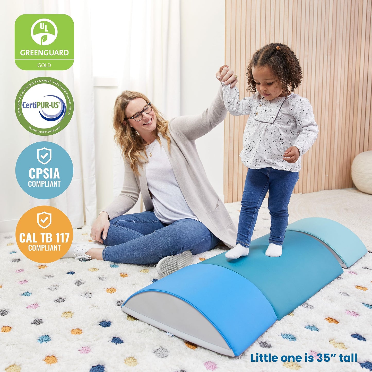 Ecr4Kids Softzone Colorful Log Climber Set, Balance Builders, Contemporary, 3-Piece