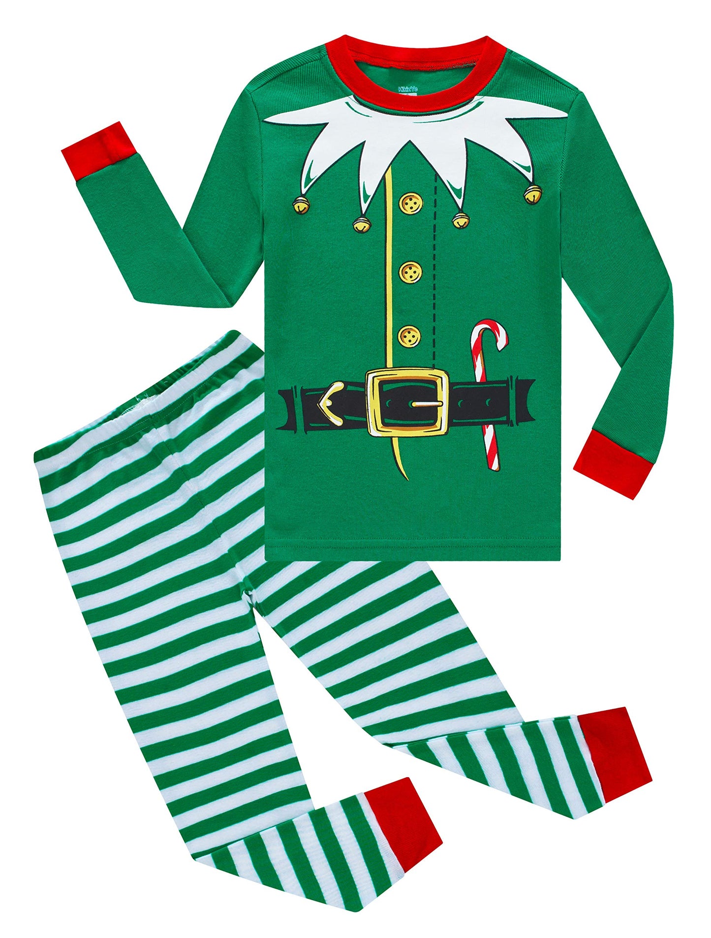 Kikizye Christmas Pajamas Little Girls Boys Elf Long Sleeve Cotton Pjs Kids Xmas Jammies Size 7