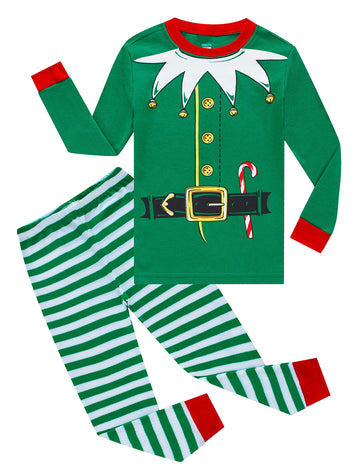 Kikizye Christmas Pajamas Big Girls Boys Elf Long Sleeve Cotton Pjs Kids Xmas Jammies Size 16