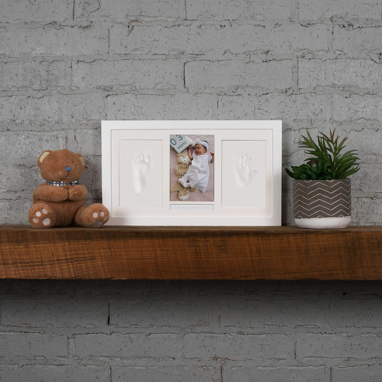 Nuby Baby Hand & Footprint Kit With Wall Decor Frame That Holds One 4 X 6 Photo & 2 Clay Print Kits For Newborn Girls & Boys, Pe
