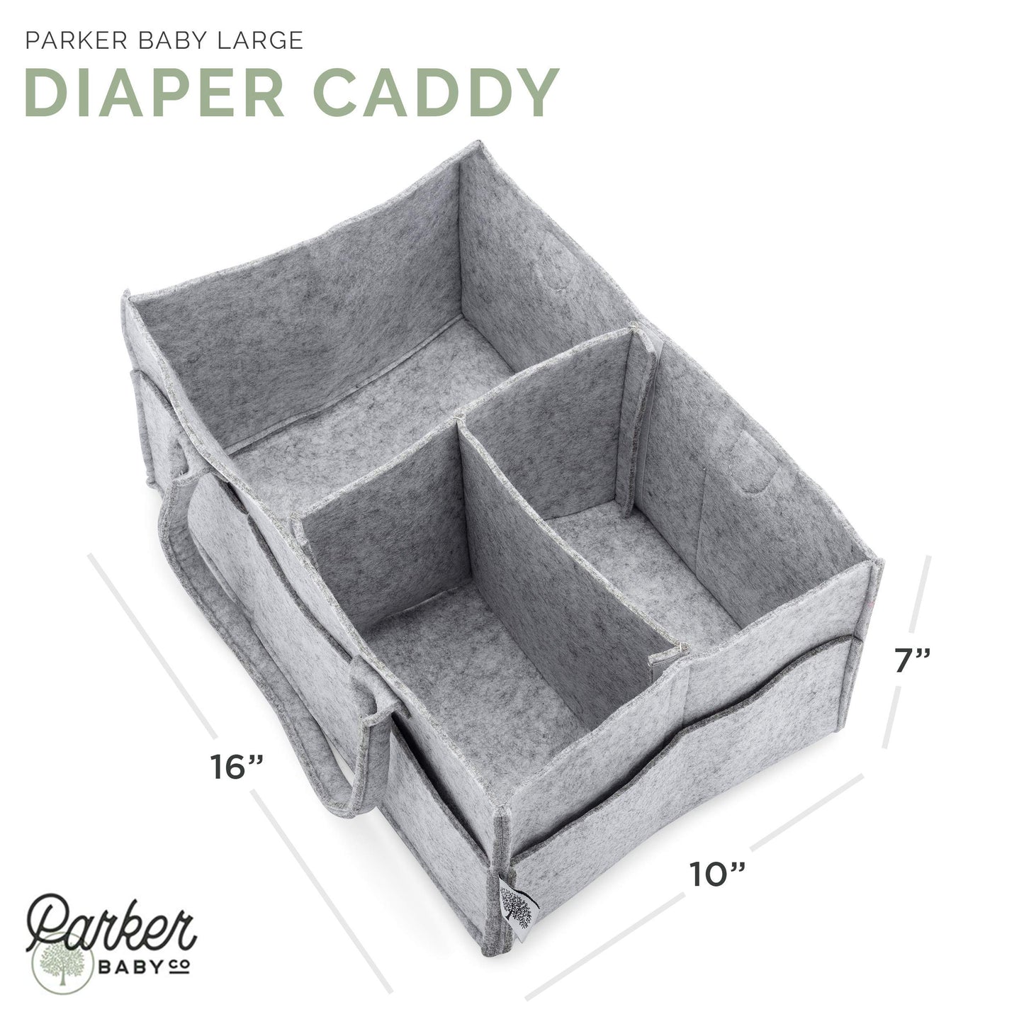 Parker Baby Diaper Caddy - Nursery Storage Bin And Car Organizer For Diapers And Baby Wipes - Gray, Large