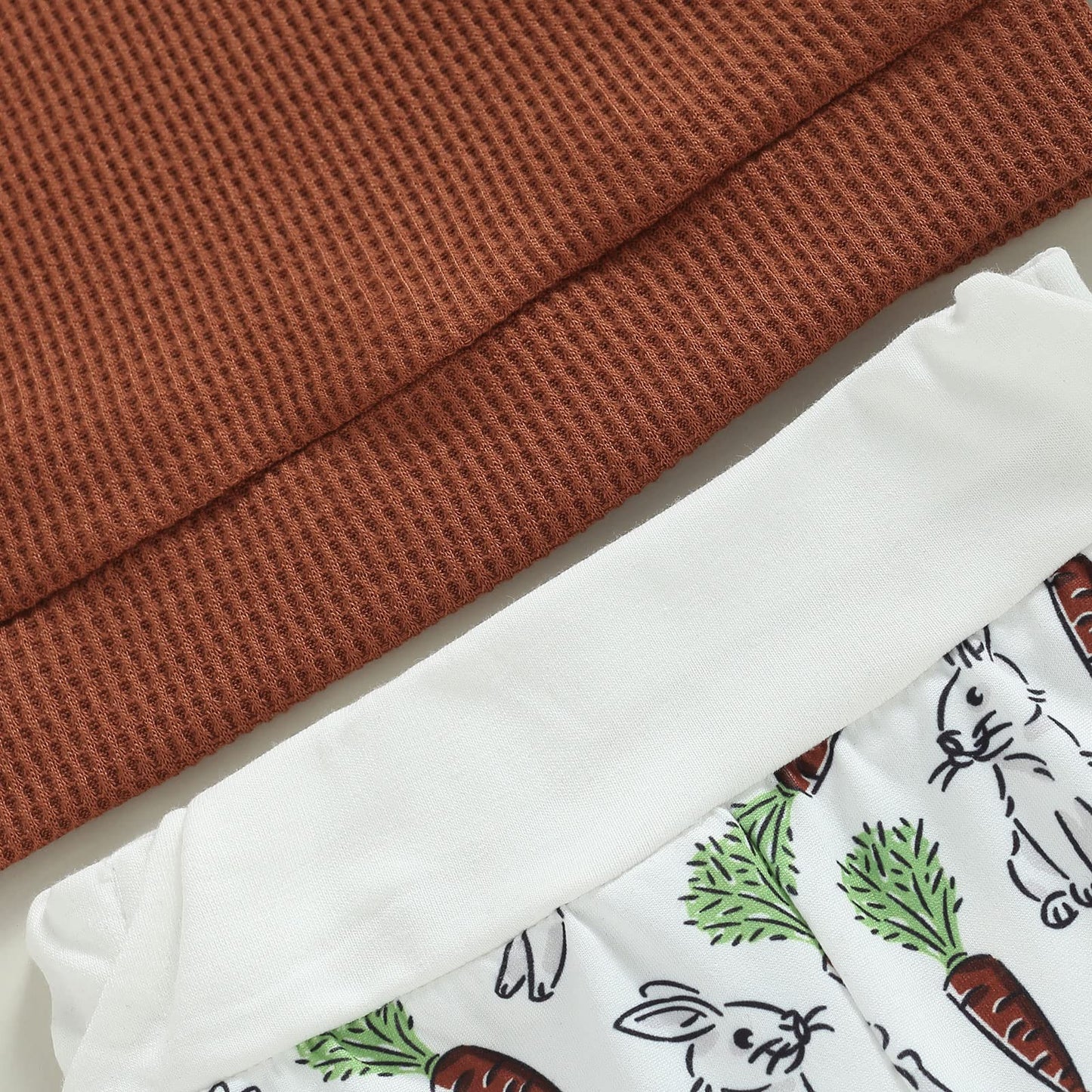 Infant Toddler Baby Boy Easter Outfits Long Sleeve Shirts Waffle Sweatshirt With Bunny Pants 2Pcs Spring Outfits (Bunny Brown, 0