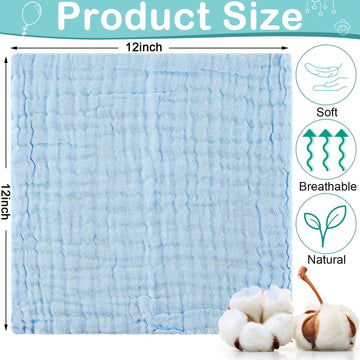 Chumia 30 Pcs Baby Muslin Washcloths Muslin Burp Cloths Muslin Baby Towel Natural Cotton Burp Cloths Baby Wipes Soft Newborn Bab