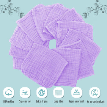 Cute Castle 12 Pack Muslin Burp Cloths For Baby - Ultra-Soft 100% Cotton Baby Washcloths - Large 20'' By 10'' Super Absorbent Mi