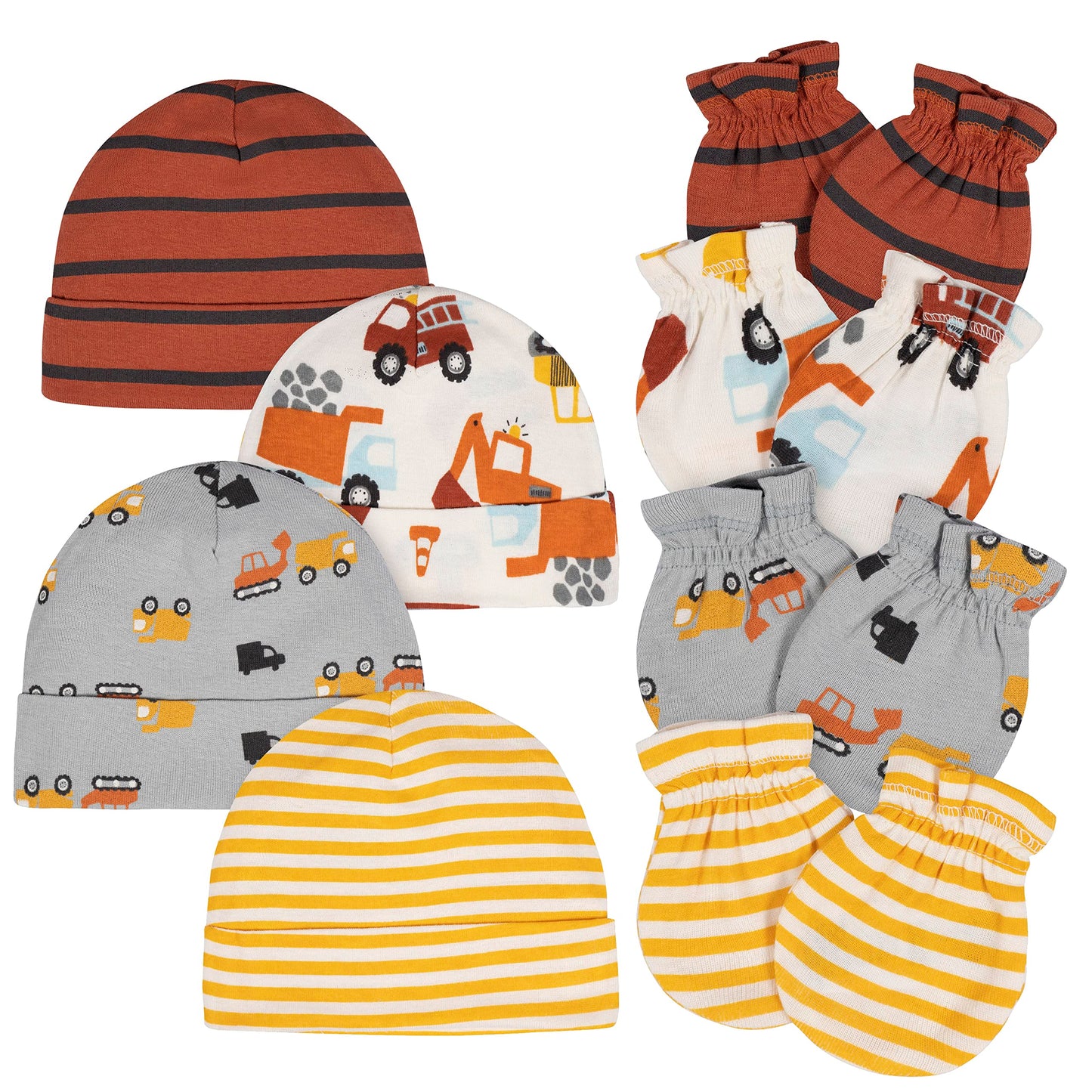 Gerber Baby Boys Cap and Mitten Sets Transportation Zone Newborn