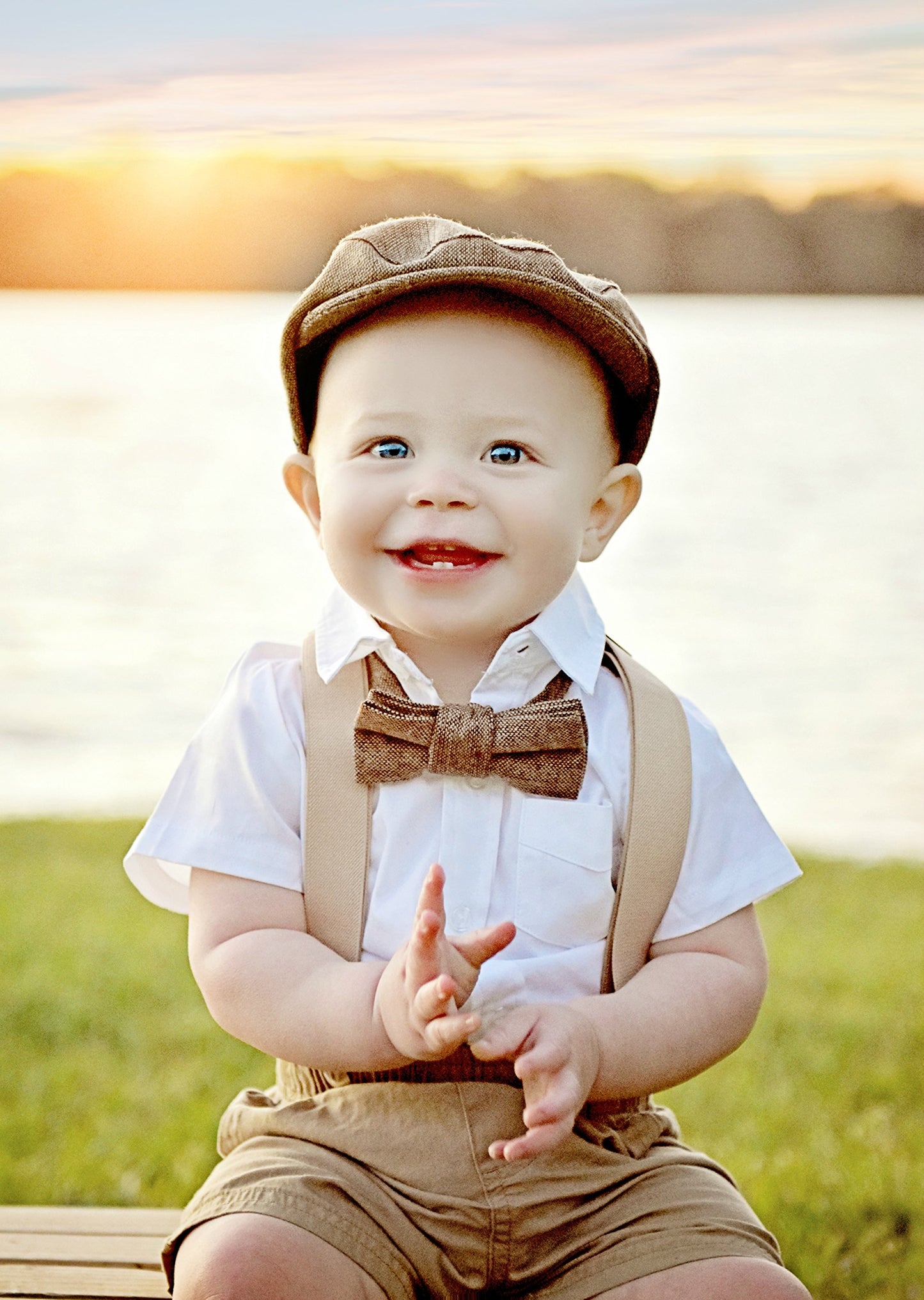Born To Love Baby Boys Hat Tweed Page Driver Cap, Beige, 12-18 Months