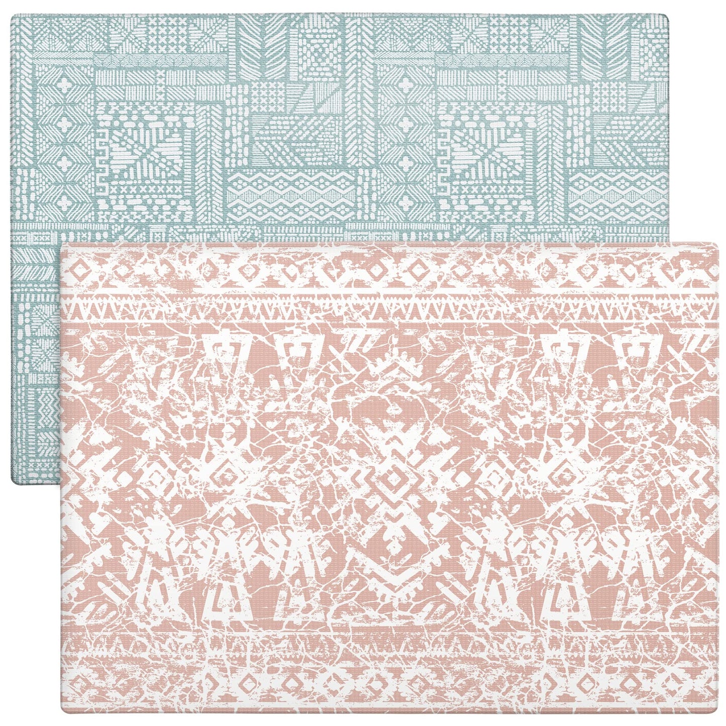 Cushmat Stylish Reversible Foam Play Mat (Large, Explorer - Coral Teal) - Soft, Waterproof, Durable Play Mat For Infants, Babies