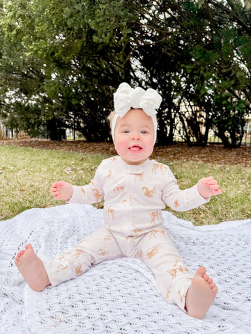 Owlivia Organic Cotton Baby Boy Girl Zip Up Sleep N Play, Footless, Long Sleeve(0-3 Months, Pink Deer)