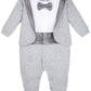 Lilax Baby Boy Gentleman Tuxedo Footie Christmas Holiday Outfit With Bow Tie (Newborn, Grey)
