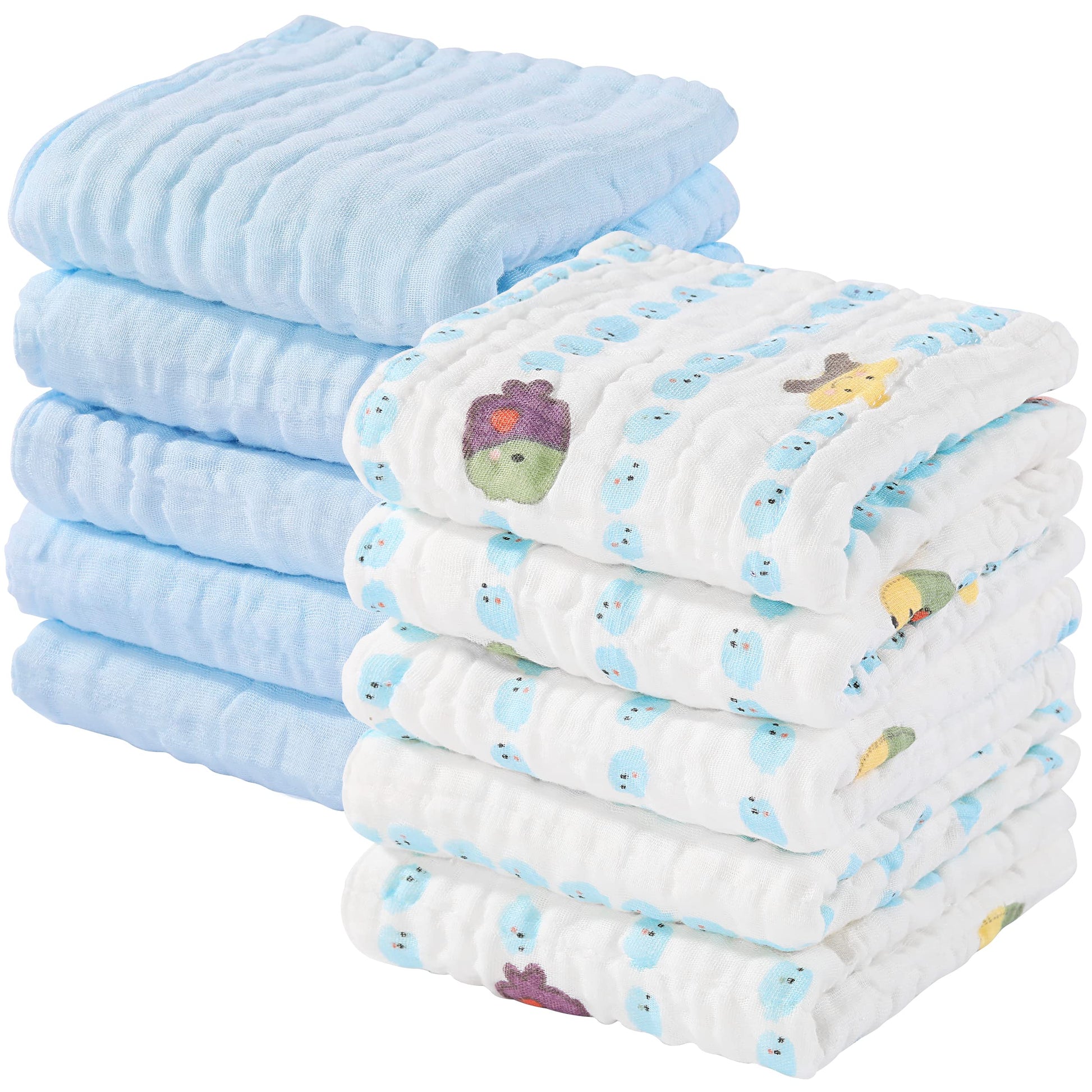 Yoofoss Muslin Baby Washcloths 100% Cotton Face Towels 10 Pack Wash Cloths For Baby 12X12In Soft And Absorbent Baby Wipes (Multi