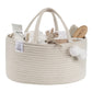 fephas Baby Diaper Caddy Organizer- Off White Rope Nursery Storage Bin- Portable Diaper Storage Basket for Changing Table and Ca