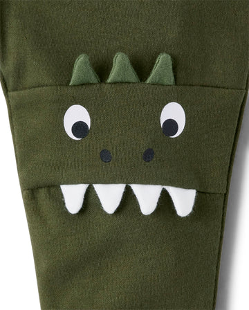 The Children'S Place Baby Boys Cotton Pants, Olive Green Dino/Green Camo 2 Pack, 9-12 Months Us