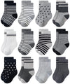 Rative 12-Pack Cotton Crew Socks For Unisex Baby Infant Toddler Kids Boys Girls(6-12 Months,12-Pairs/Ru-3Cun)