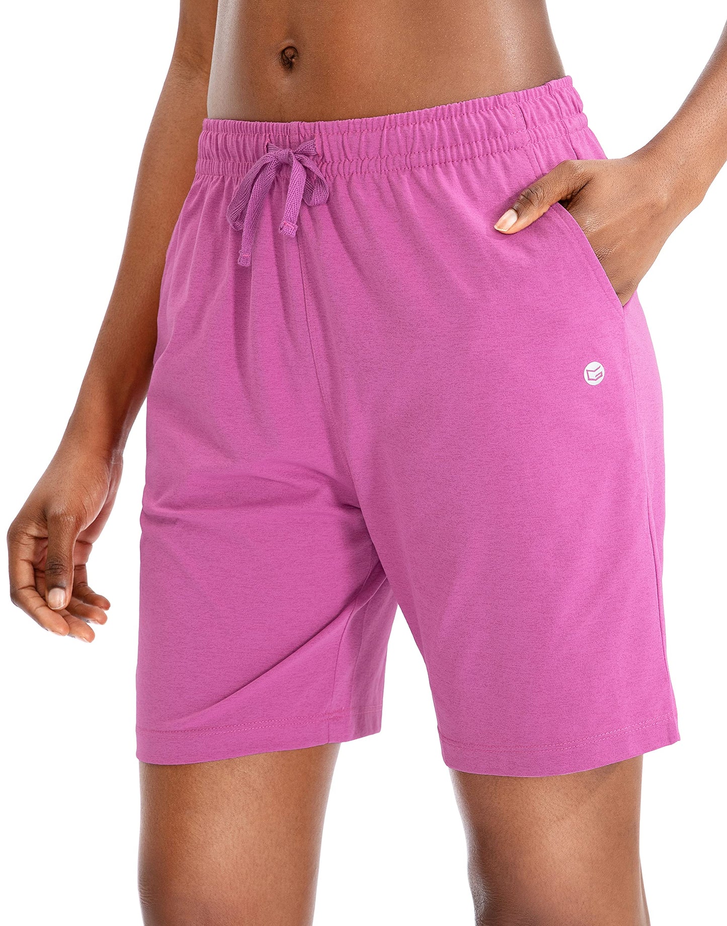 G Gradual Womens Bermuda Shorts Jersey Shorts With Deep Pockets 7 Long Shorts For Women Lounge Walking Athletic (Rose Red, Small