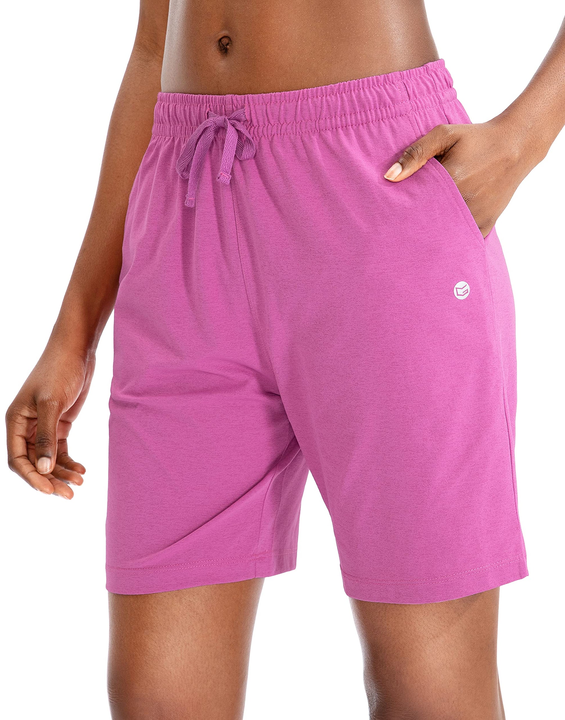 G Gradual Womens Bermuda Shorts Jersey Shorts With Deep Pockets 7 Long Shorts For Women Lounge Walking Athletic (Rose Red, Small