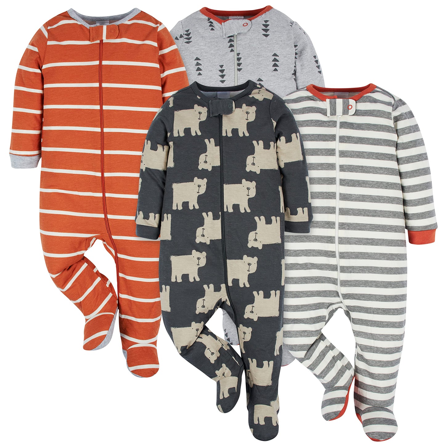 Onesies Brand Baby Boys' 4-Pack Sleep 'N Play Footies, Bear, 0-3 Months