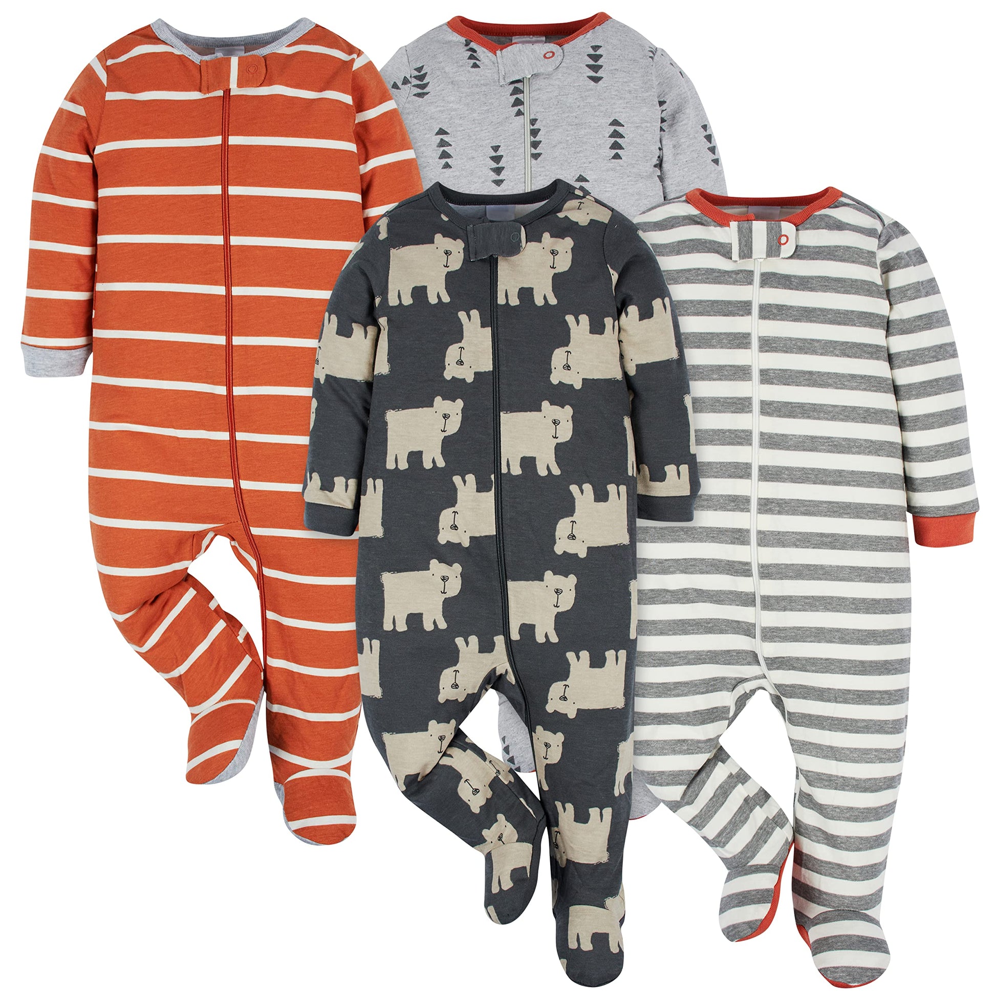 Onesies Brand Baby Boys' 4-Pack Sleep 'N Play Footies, Bear, 0-3 Months