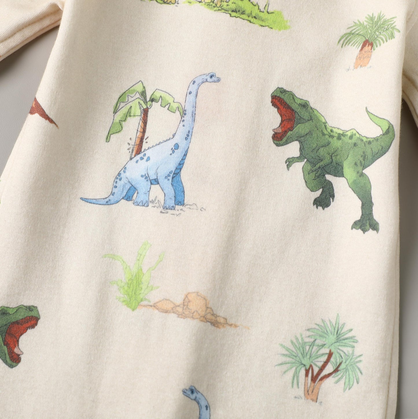 Owlivia Organic Cotton Baby Boy Girl Zip Up Sleep N Play, Footless, Long Sleeve(0-3 Months, Watercolor Dinosaur)