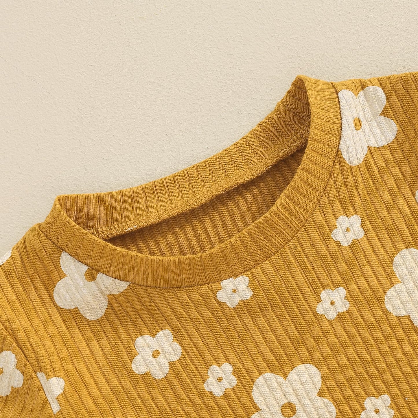 Kupretty Toddler Baby Girl Summer Clothes Ruffle Ribbed Knit Short Sleeves T-Shirt Tops + Shorts Cute Outfits Set (Ruffle Flower