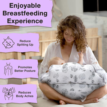 Pillani Nursing Pillow For Breastfeeding, Breastfeeding Pillows For Mom & Baby Feeding Support, Removable Cotton Cover, W/Adjust