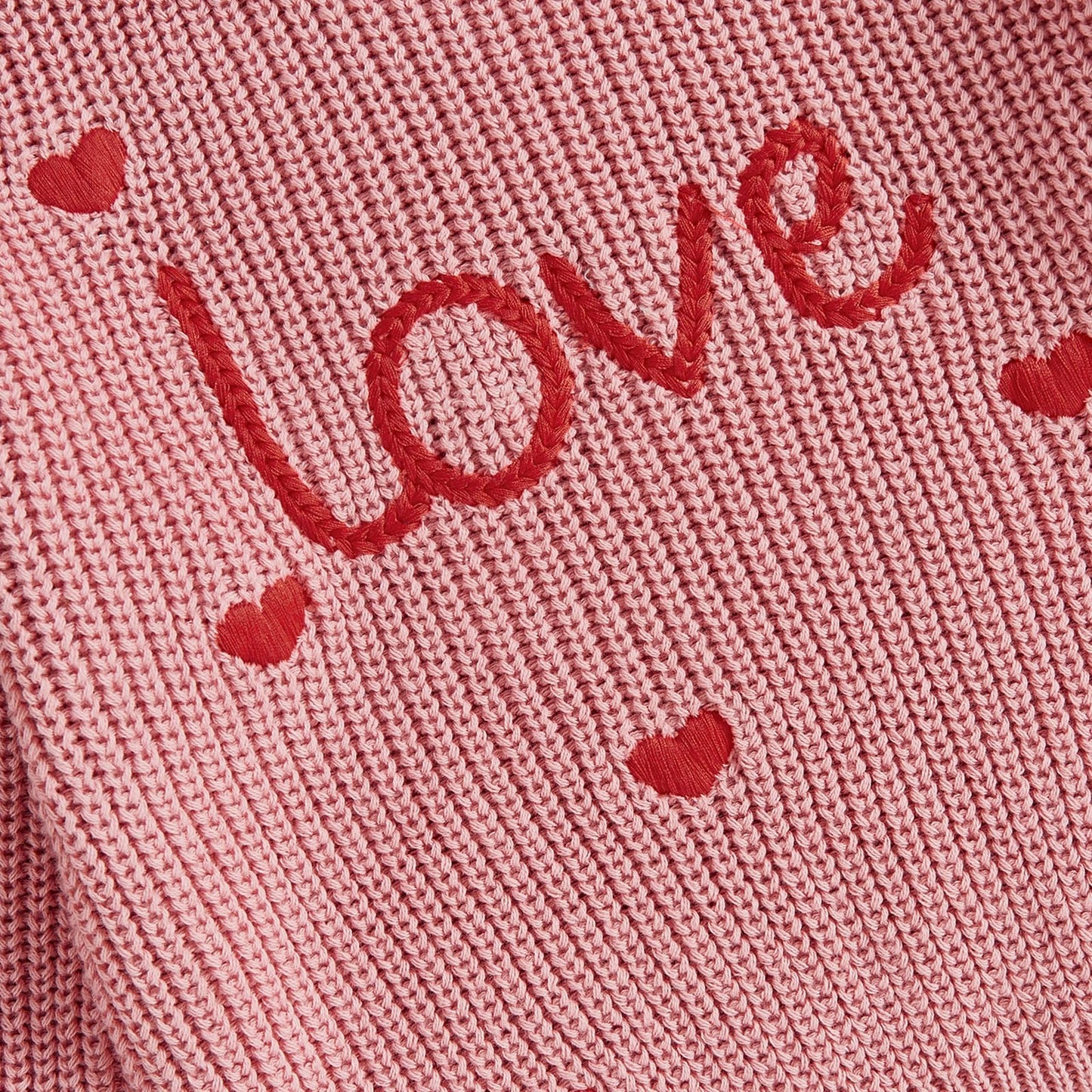 Baby Girl Chunky Knit Sweater Long Sleeve Crewneck Embroidery Sweatshirt Toddler Pullover Tops Warm Clothes (Valentines Day Love